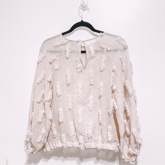 Zara Structured Textured Balloon Sleeve Top Size S in Beige NWOT - Picture 9 of 14